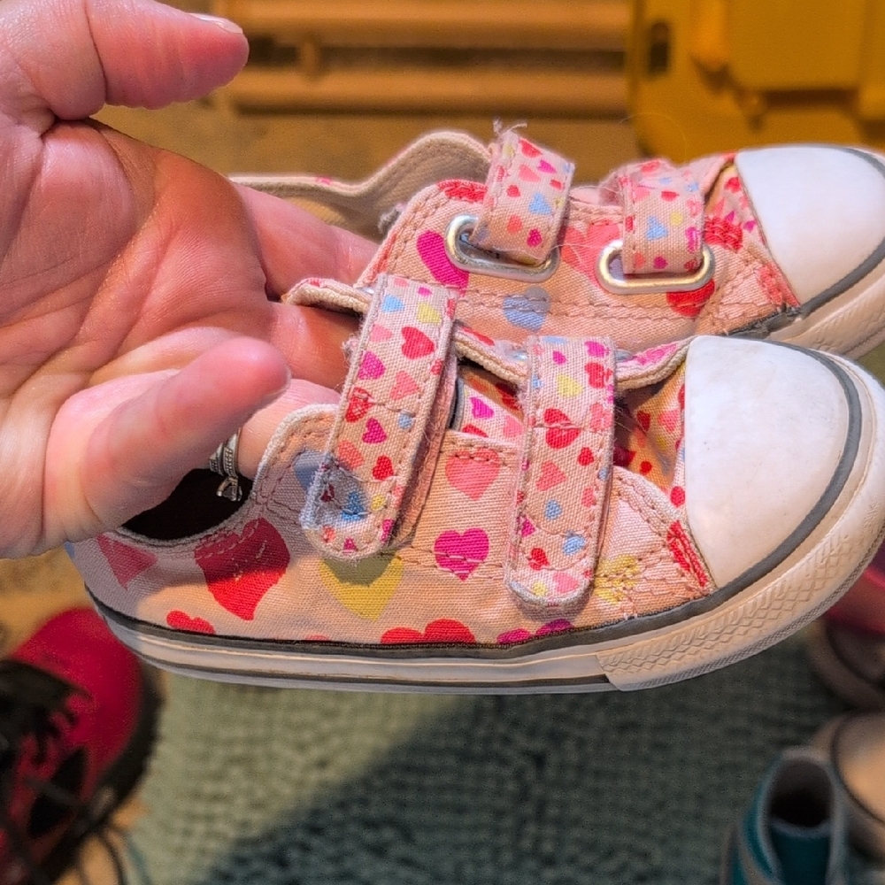 Converse Pink and White Heart Pattern Sneakers